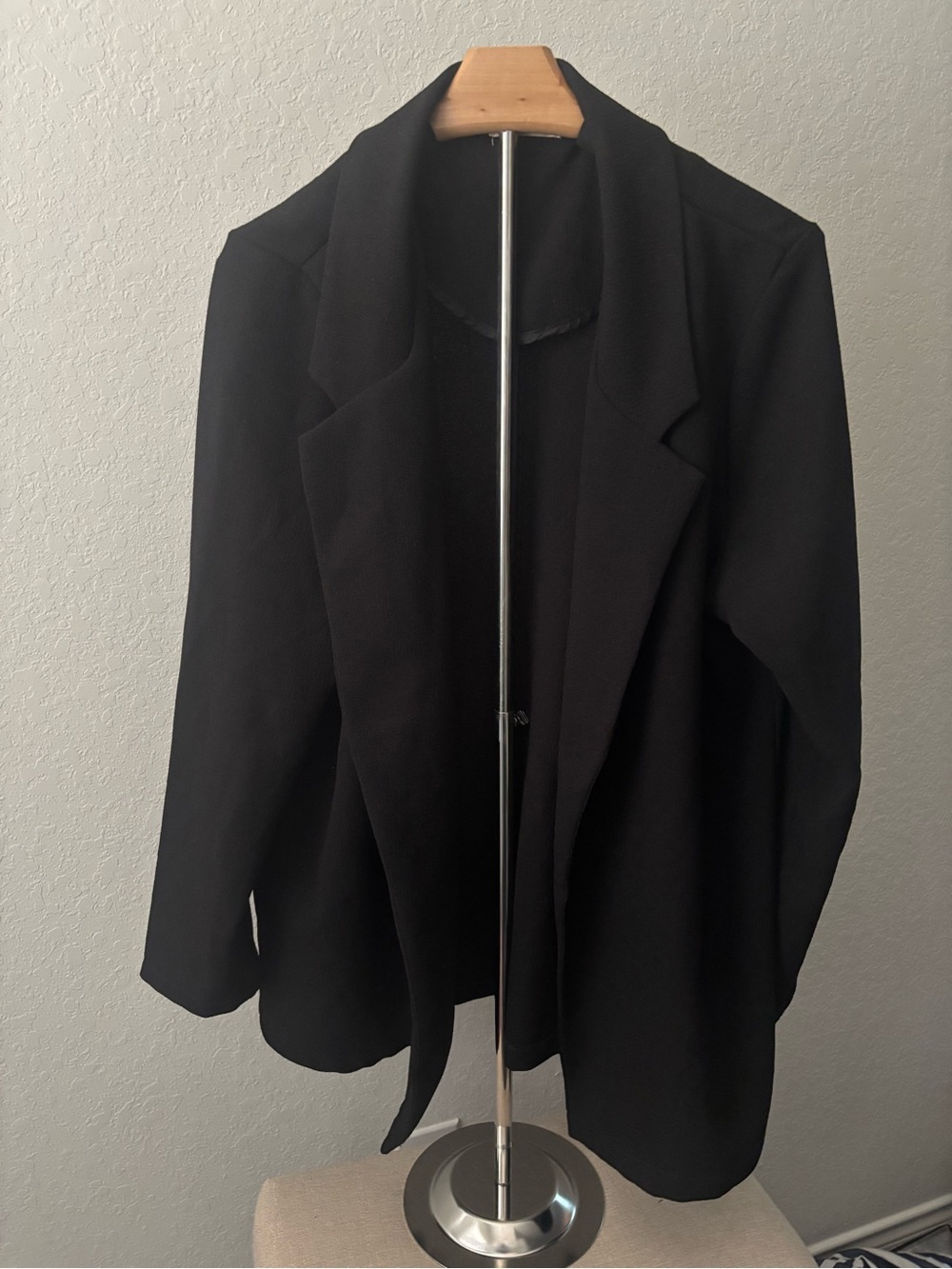 Lush Open Front Relaxed Blazer Notched Lapel Lightweight Made USA Womens Large